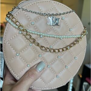 Badgley Mischka diamond quilted pink/tan crossbody.  Quilted   NWT